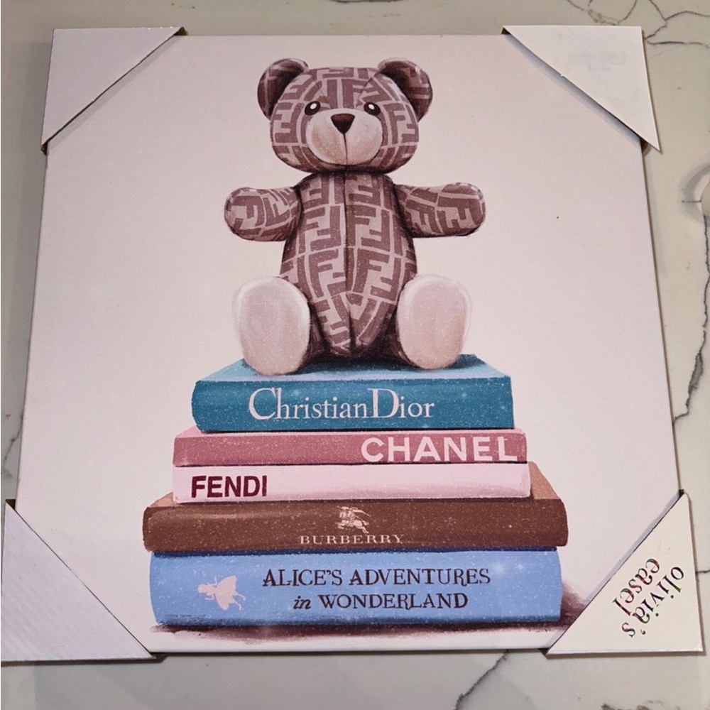 Designer Teddy Bear and Books Wall Art